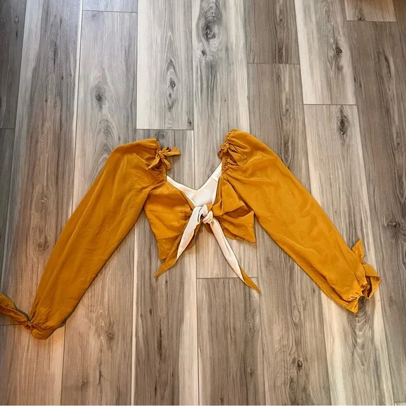 Stone Cold Fox Mustard Tie-Front Blouse - Picture 3 of 4